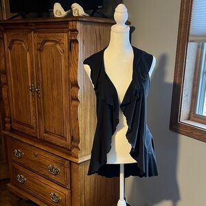 Pink Rose Black Ruffled Vest